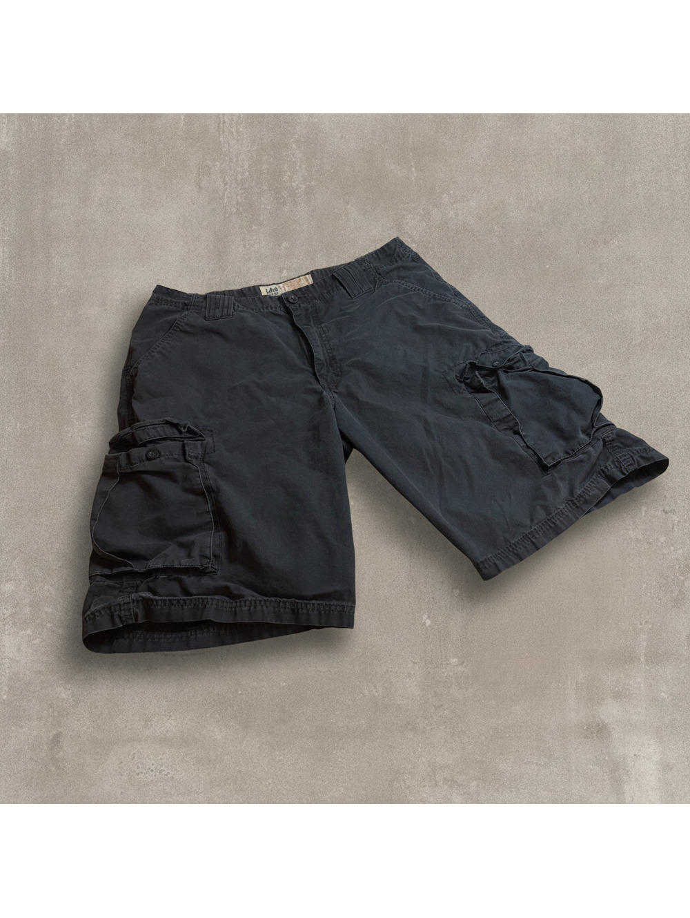 Lee Dungarees Mens 33 Black Loose Fit Utility Cargo Shorts Heavy Twill Y2K